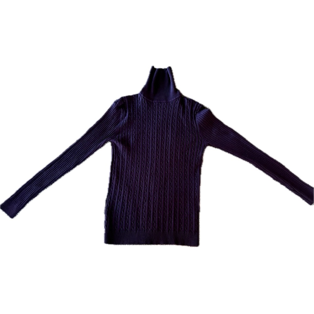 NINE BULL Navy Blue Cable Knit Turtleneck Sweater Women's Size S
